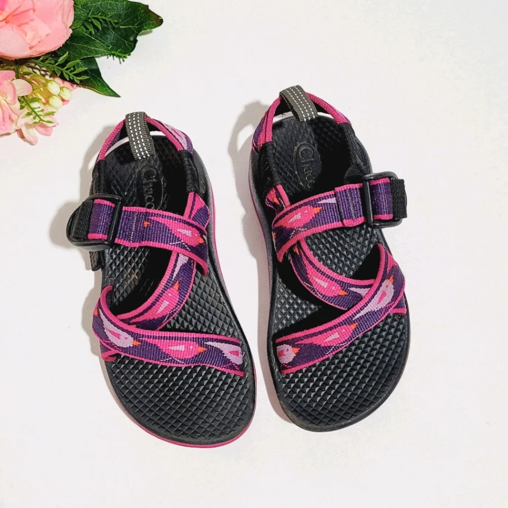 Chaco Z1 EcoTread Toddler Sandals 10 Purple Birds